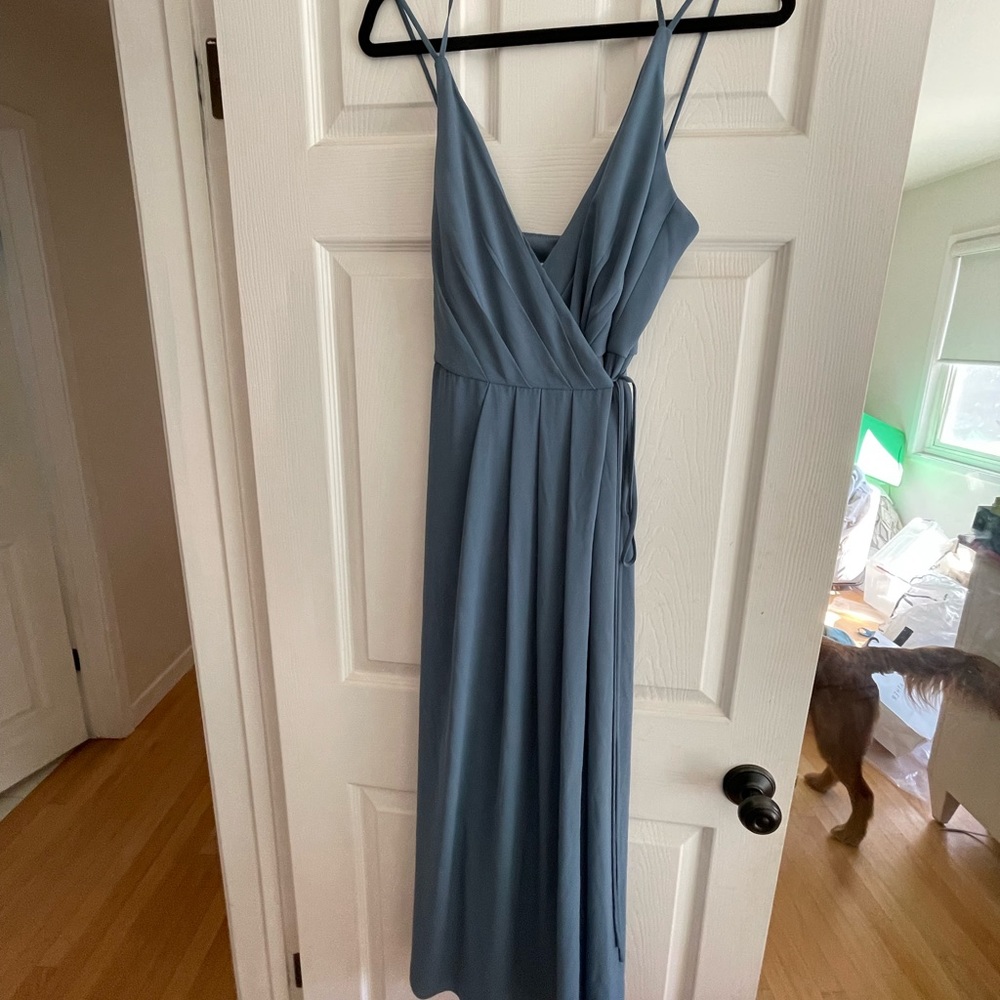 David’s bridal steel blue dress size 8